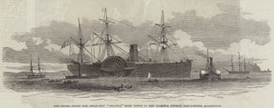 United States Mail Steam-Ship "Atlantic" blir slept til fortøyningene sine overfor Haulbowline, Queenstown (gravering) av English School