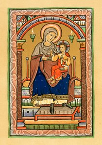 Jomfru Maria og barnet (fargelitografi) av English School