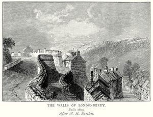 Londonderrys murer (gravering) av English School