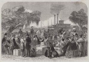 The War in America, Ankomst av en føderal dampbåt med våpenhvileflagg ved Madisonville, Lake Portchartrain (gravering) av English School