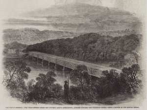Krigen i Amerika, Kjedebroen over Potomac over Georgetown, med utsikt mot Virginia Shore (gravering) av English School