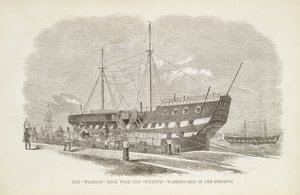 The Warrior Hulk with the Sulphur Washing-Ship in the Distance, fra The Criminal Prisons of London and Scenes of Prison Life av Henry Mayhew (1812-87) og John Binny, 1862 av English School