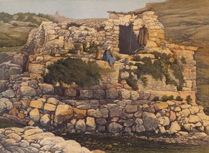 The Well of En-Rogel, Jerusalem (farge litho) av English School