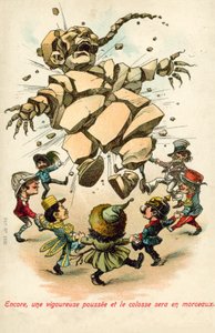 Vestmaktene trekker Kina fra hverandre (farge litho) av English School