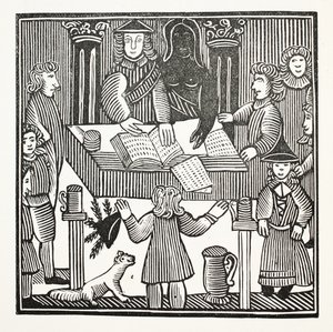 The Whole Trial and Indictment of Sir John Barleycorn, Knt., illustrasjon fra Chap-books of the Eighteenth Century av John Ashton, pub. 1882 av English School
