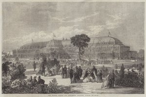 Vinterhagen og utstillingsbygningen, Dublin (gravering) av English School