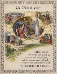 The Witch of Endor (farget gravering) av English School
