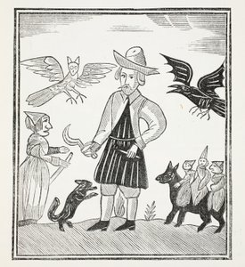 The Witch of the Woodlands, illustrasjon fra Chap-books of the Eighteenth Century av John Ashton, pub. 1882 av English School