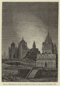 Zodiacal Light som observert i India i slutten av desember, 1874 av English School