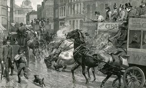 Slaget om Londons gater - Ludgate Hill på en glatt dag av English School