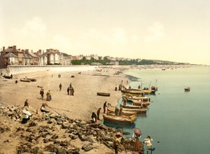Stranden, Exmouth (håndfarget bilde) av English School