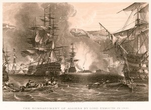 Bombardementet av Alger av Lord Exmouth i 1816 av English School