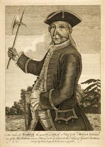 Den modige gamle Hendrick den store Sachem eller høvdingen for mohawkindianerne, publisert 1755 (gravering) av English School