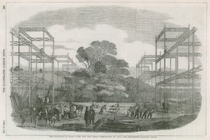 Bygningen i Hyde Park, London, for den store utstillingen i 1851 av English School