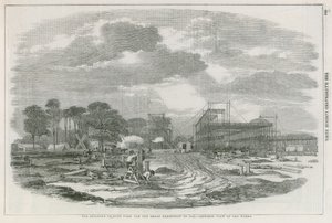 Bygningen i Hyde Park, London, for den store utstillingen i 1851 av English School