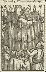 Brenningen av Thomas Wattes, martyr (gravering) av English School