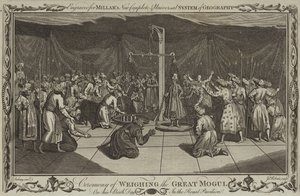 Die Zeremonie des Wiegens des Großen Moguls an seinem Geburtstag von English School