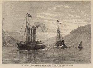 Sylinderfartøyet Cleopatra forlater Ferrol på slep av steam-Tug Anglia av English School