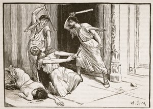 Tiberius Gracchus#39; død (litho) av English School