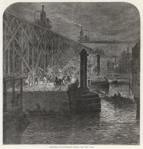 Rivingen av Blackfriars Bridge av English School