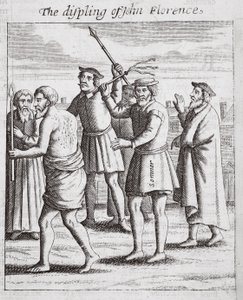 Displing of John Florence, illustrasjon fra Acts and Monuments av John Foxe, niende utgave, pub. 1684 av English School