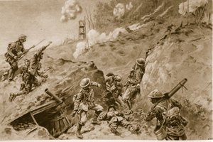 De fryktelige hulene som førte til Oppy Wood, britiske bombefly som arbeidet langs de tyske skyttergravene, 1914-19 av English School