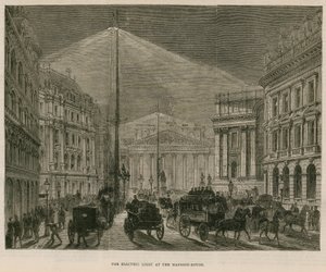 Det elektriske lyset ved Mansion House, London av English School