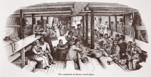 Emigrantene til middag midt i skipene av English School