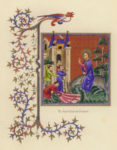 Kristi inntog i Jerusalem (farge litho) av English School