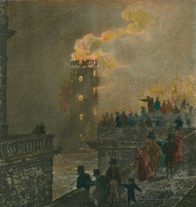 Brannen fra Waterloo Bridge 5. januar 1826 av English School