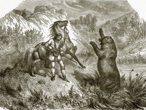 Det første skuddet på en grizzlybjørn av English School