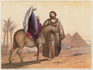 Flukten til Egypt (fargelitografi) av English School