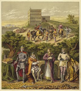 De fire normanniske konger av England; Kong Vilhelm I, Kong Vilhelm II, Kong Henrik I, kong Stefanus av English School