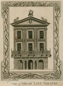 Forsiden av Drury Lane Theatre, London av English School