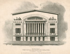 Forsiden av Royal Brunswick Theatre, Goodmans Fields, London av English School