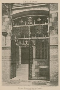 Porten, barnesykehuset, Finsbury; fotografi av English School