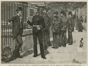 Den store krigen i 1892, en prognose; Rekruttering ved St Martins kirke av English School