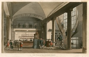 Hallen til Auction Mart, St Bartholomews Lane, London av English School