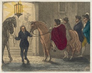 Shakespeares beskjedne situasjon (farget gravering) av English School