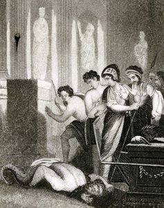 Idolet Dagan faller til bakken når Paktens hellige ark bringes inn i templet hans av English School
