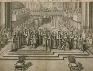 Introniseringen av deres Majesteter King James II og Queen Mary i Westminster Abbey av English School