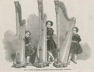 De unge harpistene - Adolphus, Ernest og Fanny Lockwood av English School