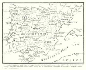 De siste restene av Spanias en gang så enorme imperium forsvant med den spansk-amerikanske krigen i 1898 (lito) av English School