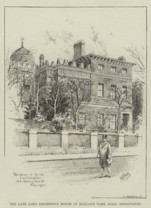 Avdøde Lord Leightons hus i Holland Park Road, Kensington (gravering) av English School