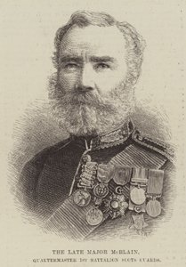 Avdøde major McBlain, kvartermester 1. bataljon Scots Guards (gravering) av English School