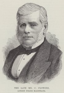 Avdøde Mr C Flowers, London Police Magistrate (gravering) av English School