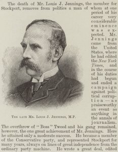 Avdøde Louis J Jennings, MP (gravering) av English School