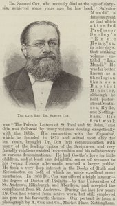 Avdøde pastor Dr Samuel Cox (gravering) av English School