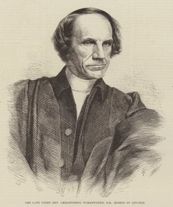 Den avdøde høyre pastor Christopher Wordsworth, DD, biskop av Lincoln (gravering) av English School