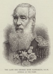 Avdøde Sir George Rose Sartorius, GCB, Admiral of the Fleet (gravering) av English School